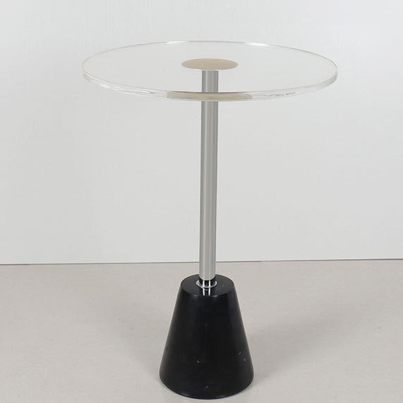 Modern Simplicity Round Cylinder Cone Acrylic Marble Iron End Table 1-Tier For Living Room