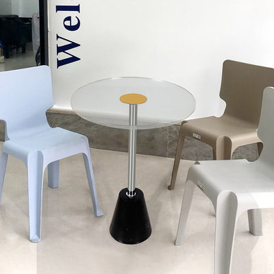Table d'extrémité en fer marbre acrylique cône cylindre rond simplicité moderne 1 niveau pour salon 