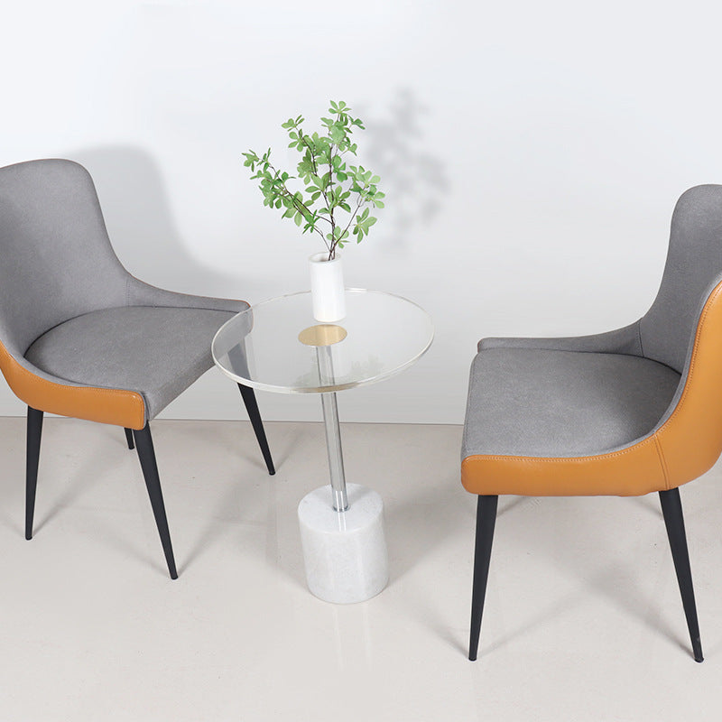 Modern Simplicity Round Cylinder Cone Acrylic Marble Iron End Table 1-Tier For Living Room