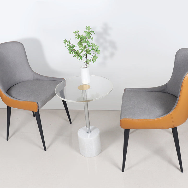 Modern Simplicity Round Cylinder Cone Acrylic Marble Iron End Table 1-Tier For Living Room