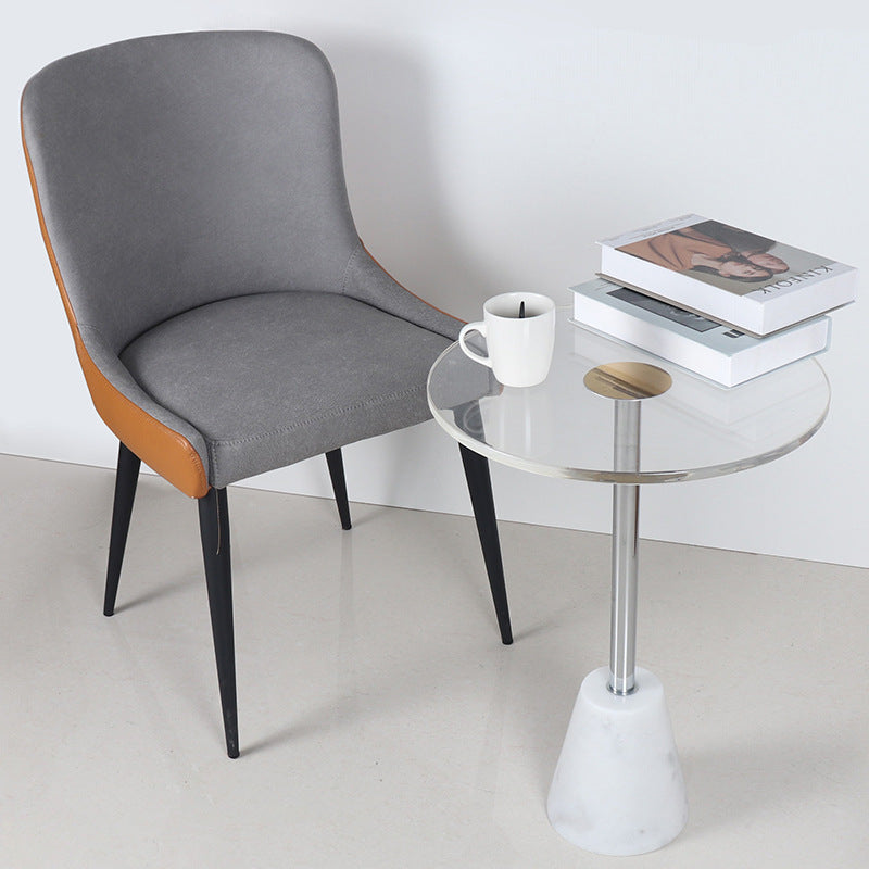 Modern Simplicity Round Cylinder Cone Acrylic Marble Iron End Table 1-Tier For Living Room
