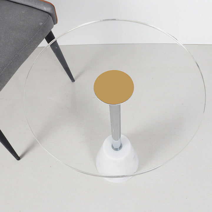 Modern Simplicity Round Cylinder Cone Acrylic Marble Iron End Table 1-Tier For Living Room