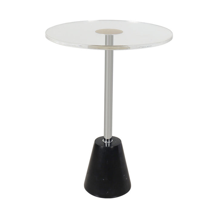 Modern Simplicity Round Cylinder Cone Acrylic Marble Iron End Table 1-Tier For Living Room