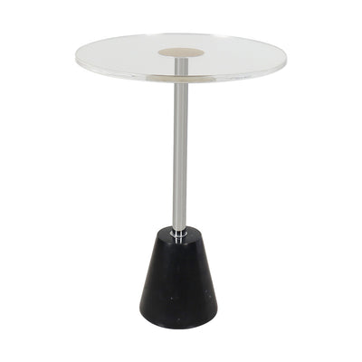 Table d'extrémité en fer marbre acrylique cône cylindre rond simplicité moderne 1 niveau pour salon 