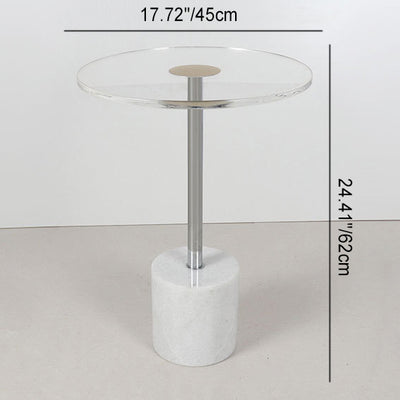 Table d'extrémité en fer marbre acrylique cône cylindre rond simplicité moderne 1 niveau pour salon 