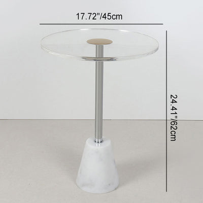 Table d'extrémité en fer marbre acrylique cône cylindre rond simplicité moderne 1 niveau pour salon 