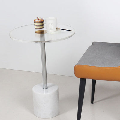 Table d'extrémité en fer marbre acrylique cône cylindre rond simplicité moderne 1 niveau pour salon 