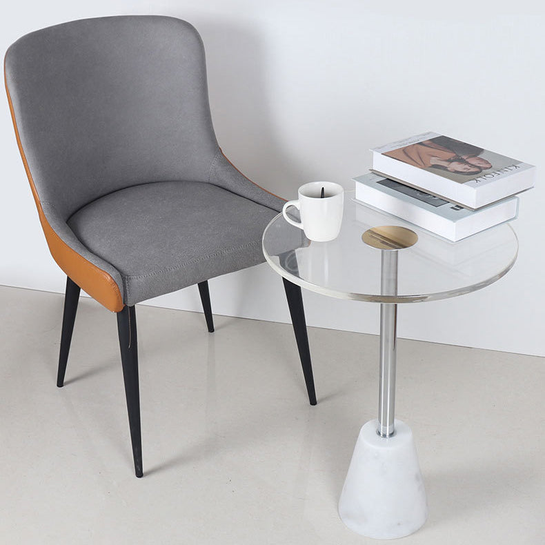 Modern Simplicity Round Cylinder Cone Acrylic Marble Iron End Table 1-Tier For Living Room