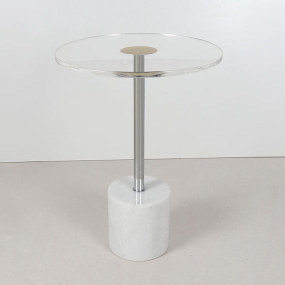 Modern Simplicity Round Cylinder Cone Acrylic Marble Iron End Table 1-Tier For Living Room