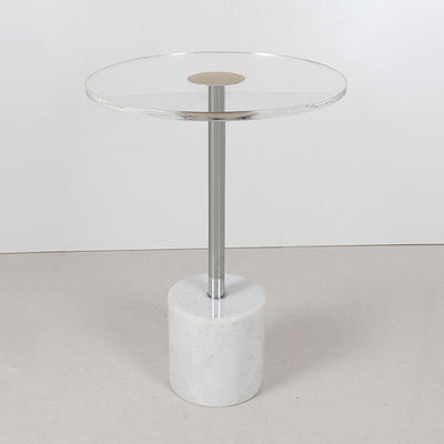 Table d'extrémité en fer marbre acrylique cône cylindre rond simplicité moderne 1 niveau pour salon 