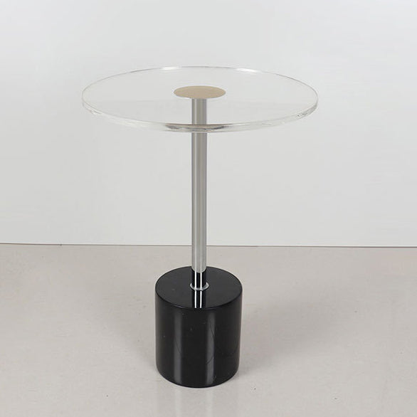 Modern Simplicity Round Cylinder Cone Acrylic Marble Iron End Table 1-Tier For Living Room