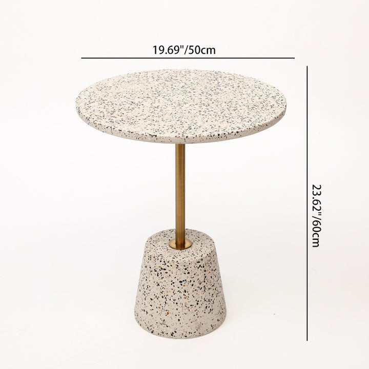 Contemporary Scandinavian Round Tapered Graphite Iron End Table 1-Tier For Living Room