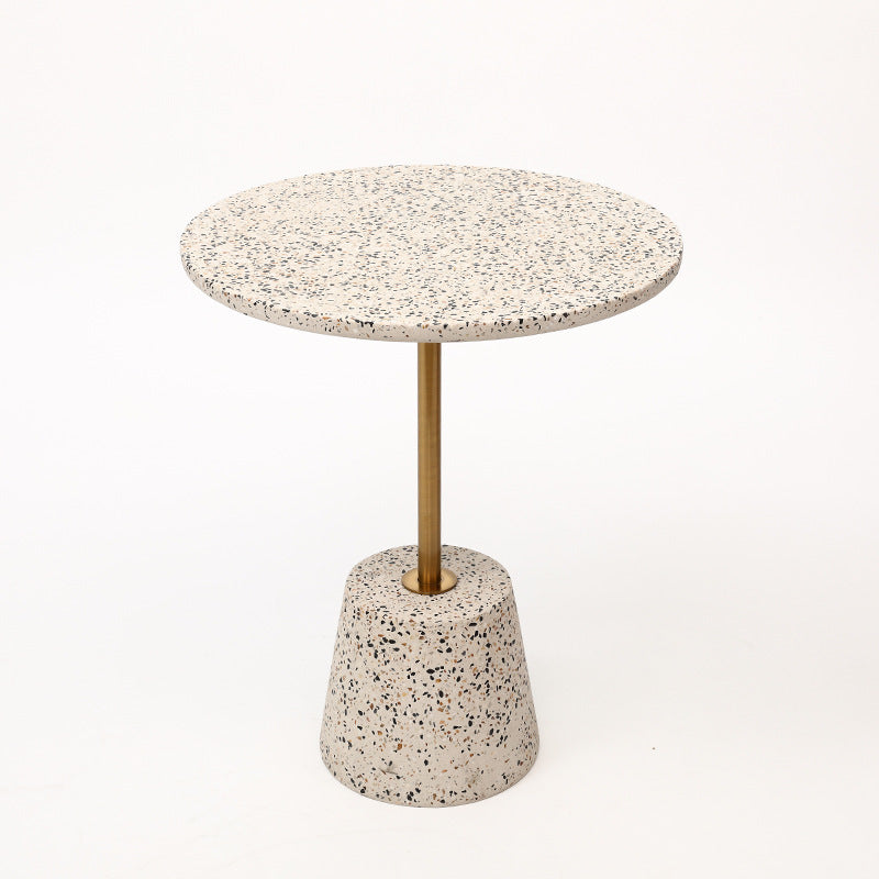 Contemporary Scandinavian Round Tapered Graphite Iron End Table 1-Tier For Living Room