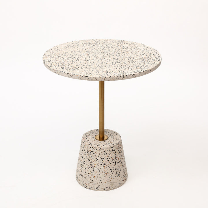 Contemporary Scandinavian Round Tapered Graphite Iron End Table 1-Tier For Living Room