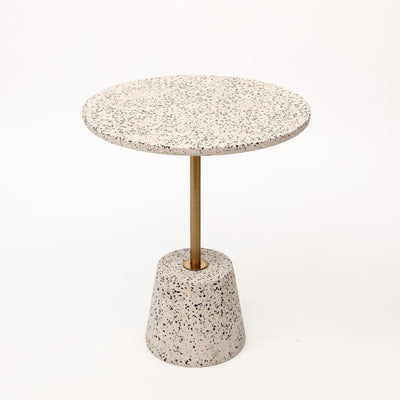 Table d'appoint contemporaine scandinave ronde en fer graphite à pieds effilés 1 niveau pour salon 
