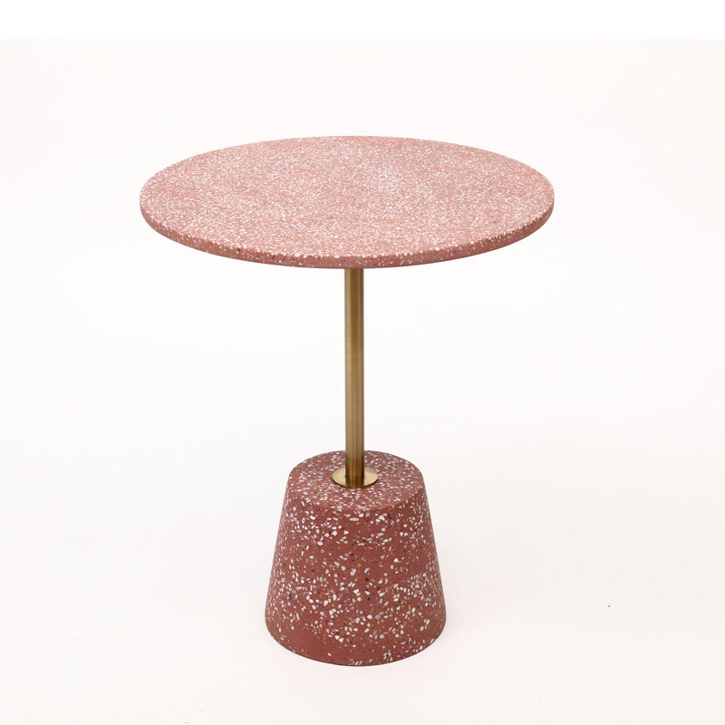 Contemporary Scandinavian Round Tapered Graphite Iron End Table 1-Tier For Living Room