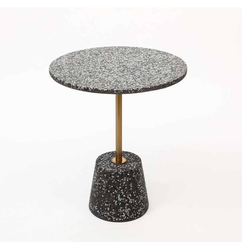 Contemporary Scandinavian Round Tapered Graphite Iron End Table 1-Tier For Living Room