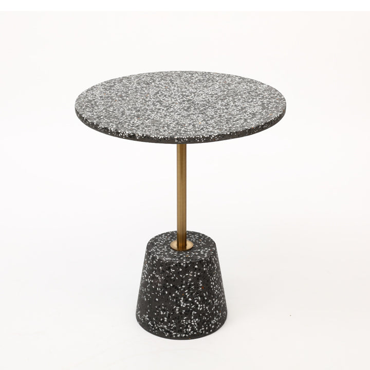 Contemporary Scandinavian Round Tapered Graphite Iron End Table 1-Tier For Living Room