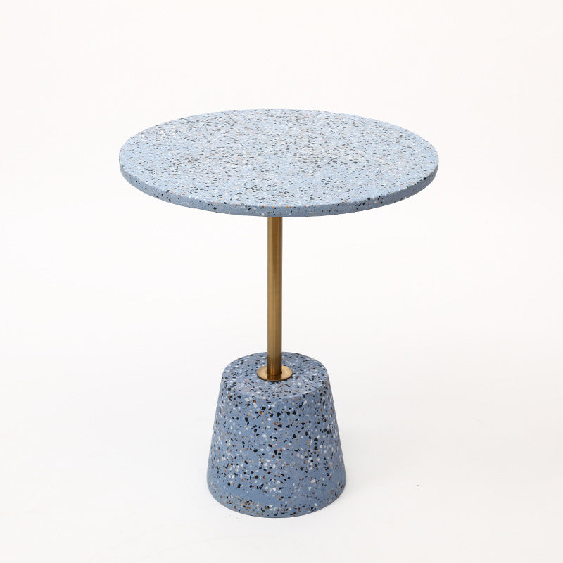 Contemporary Scandinavian Round Tapered Graphite Iron End Table 1-Tier For Living Room