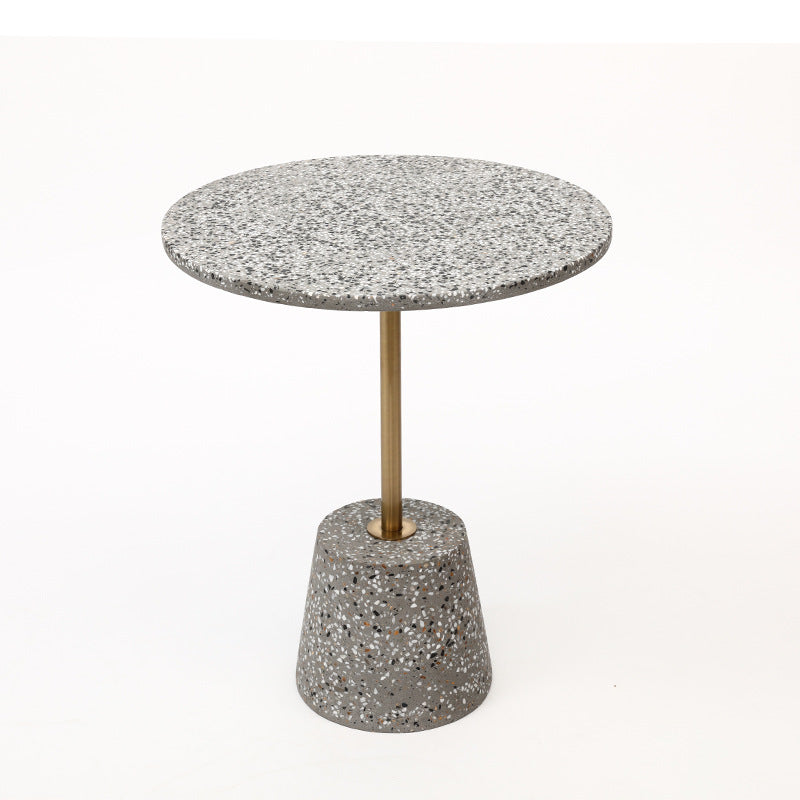 Contemporary Scandinavian Round Tapered Graphite Iron End Table 1-Tier For Living Room