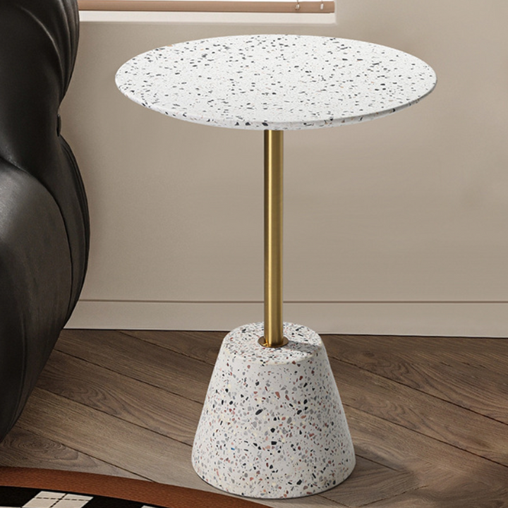 Contemporary Scandinavian Round Tapered Graphite Iron End Table 1-Tier For Living Room