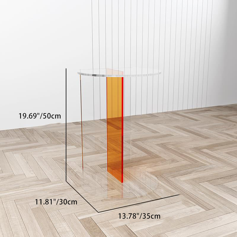 Modern Minimalist Half Round Rectangle Acrylic End Table 1-Tier For Living Room