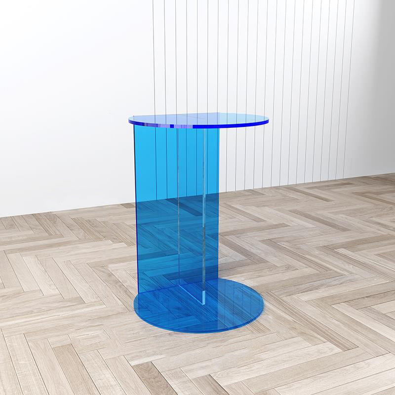 Modern Minimalist Half Round Rectangle Acrylic End Table 1-Tier For Living Room
