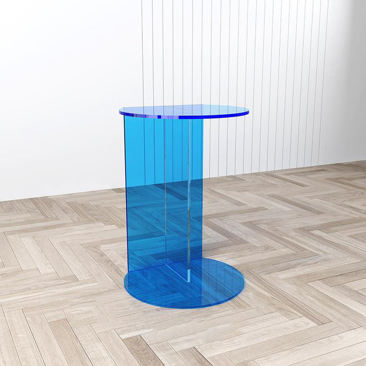 Modern Minimalist Half Round Rectangle Acrylic End Table 1-Tier For Living Room