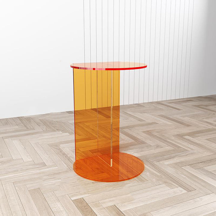 Modern Minimalist Half Round Rectangle Acrylic End Table 1-Tier For Living Room