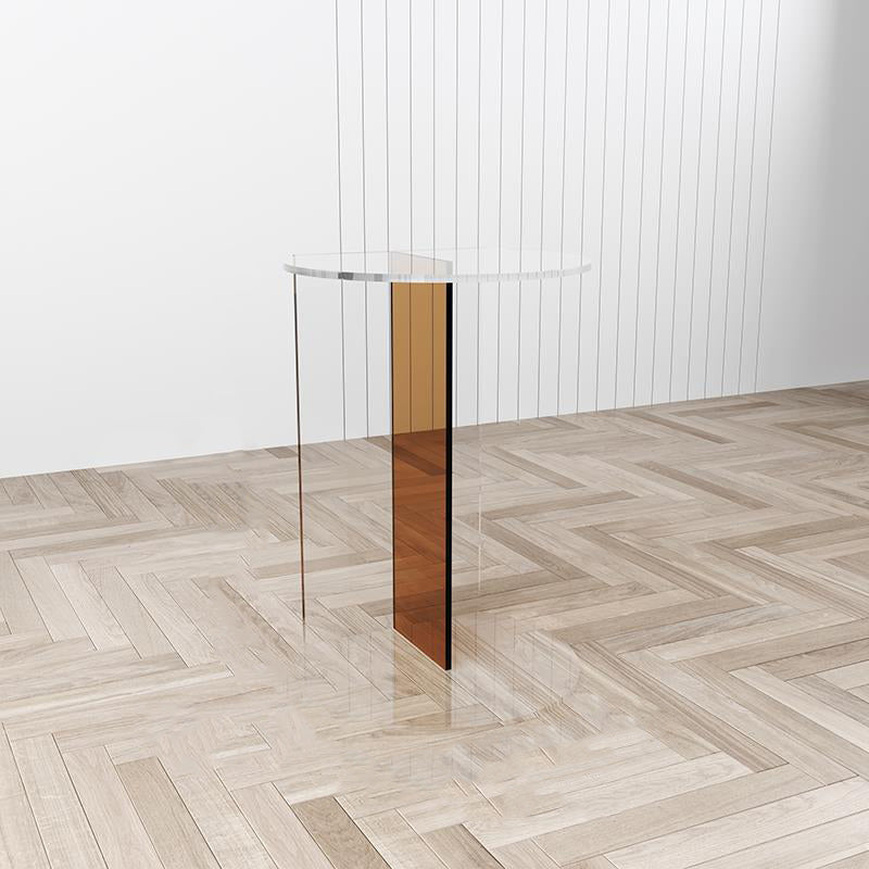 Modern Minimalist Half Round Rectangle Acrylic End Table 1-Tier For Living Room