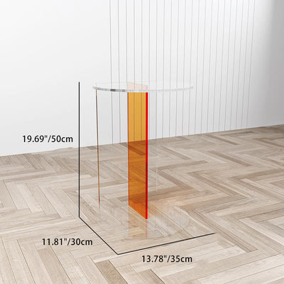 Table d'appoint acrylique rectangulaire demi-rond minimaliste moderne 1 niveau pour salon 