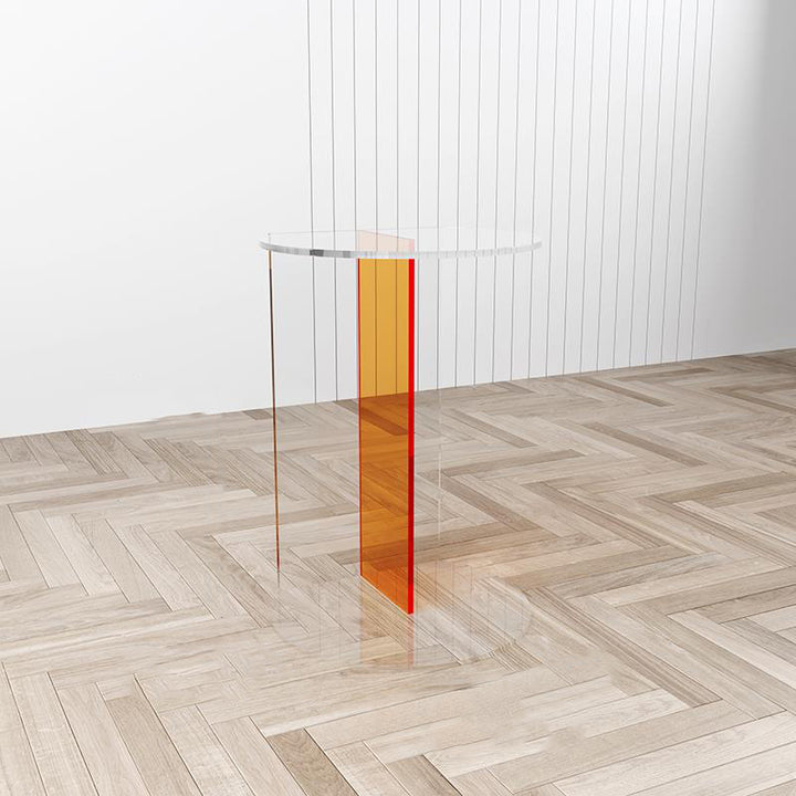 Modern Minimalist Half Round Rectangle Acrylic End Table 1-Tier For Living Room