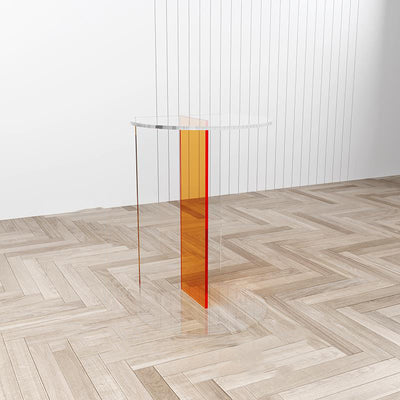 Table d'appoint acrylique rectangulaire demi-rond minimaliste moderne 1 niveau pour salon 