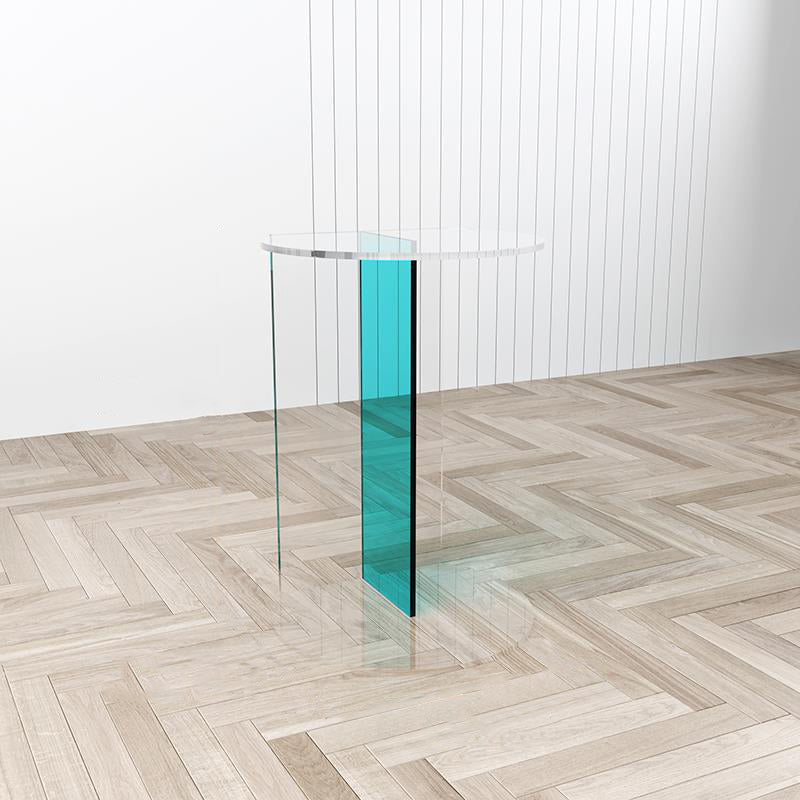 Modern Minimalist Half Round Rectangle Acrylic End Table 1-Tier For Living Room