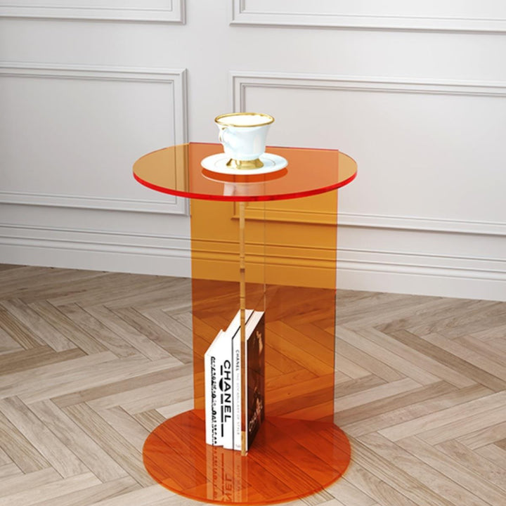 Moderner minimalistischer halbkreisförmiger rechteckiger Acryl-Beistelltisch 1-stufig für das Wohnzimmer 
