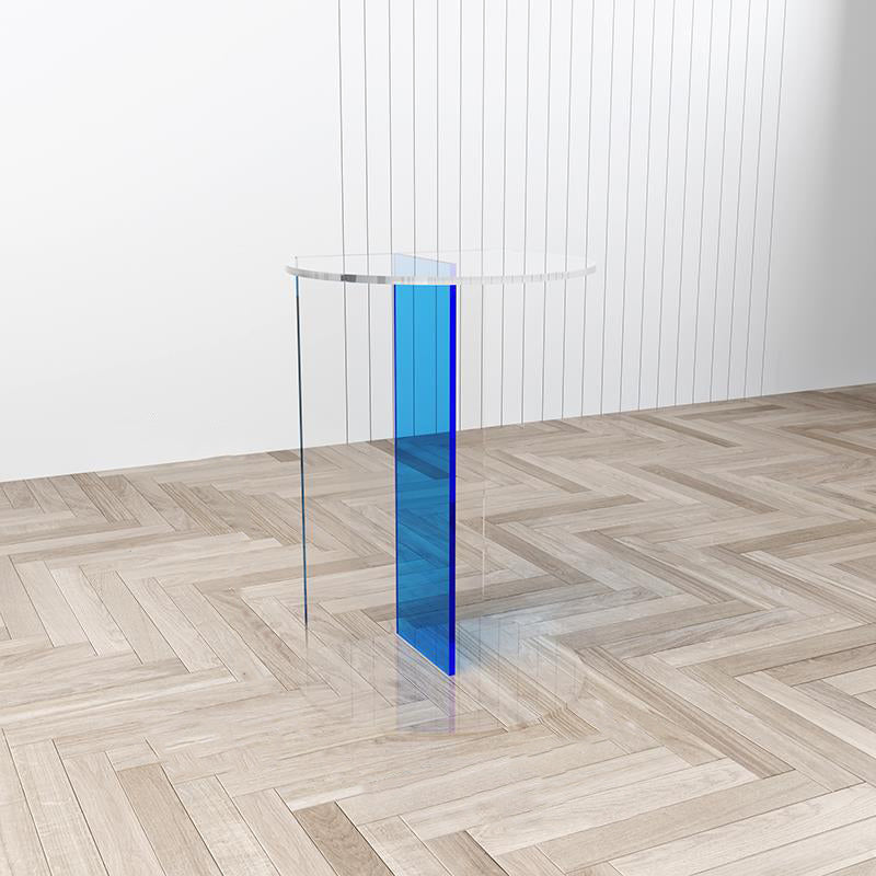 Modern Minimalist Half Round Rectangle Acrylic End Table 1-Tier For Living Room