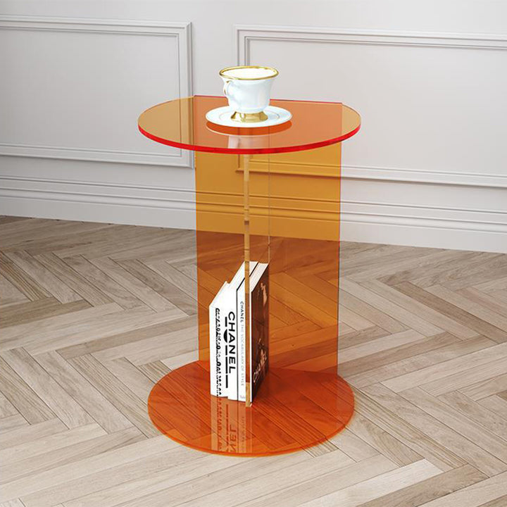 Modern Minimalist Half Round Rectangle Acrylic End Table 1-Tier For Living Room