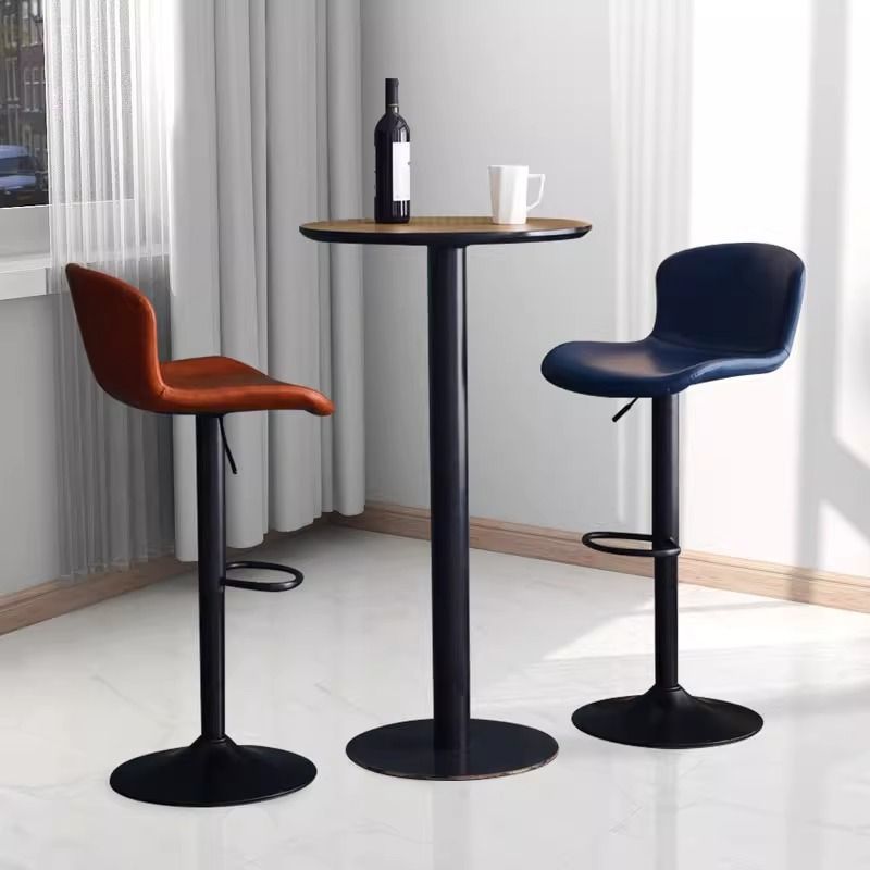 Modern Minimalist Round Cylinder Wood Metal End Table 1-Tier For Living Room