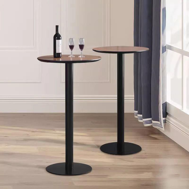 Modern Minimalist Round Cylinder Wood Metal End Table 1-Tier For Living Room
