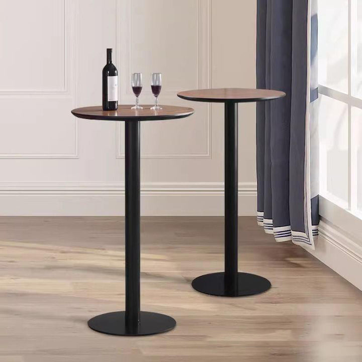 Moderner minimalistischer runder Zylinder Holz Metall Beistelltisch 1-stufig für Wohnzimmer 