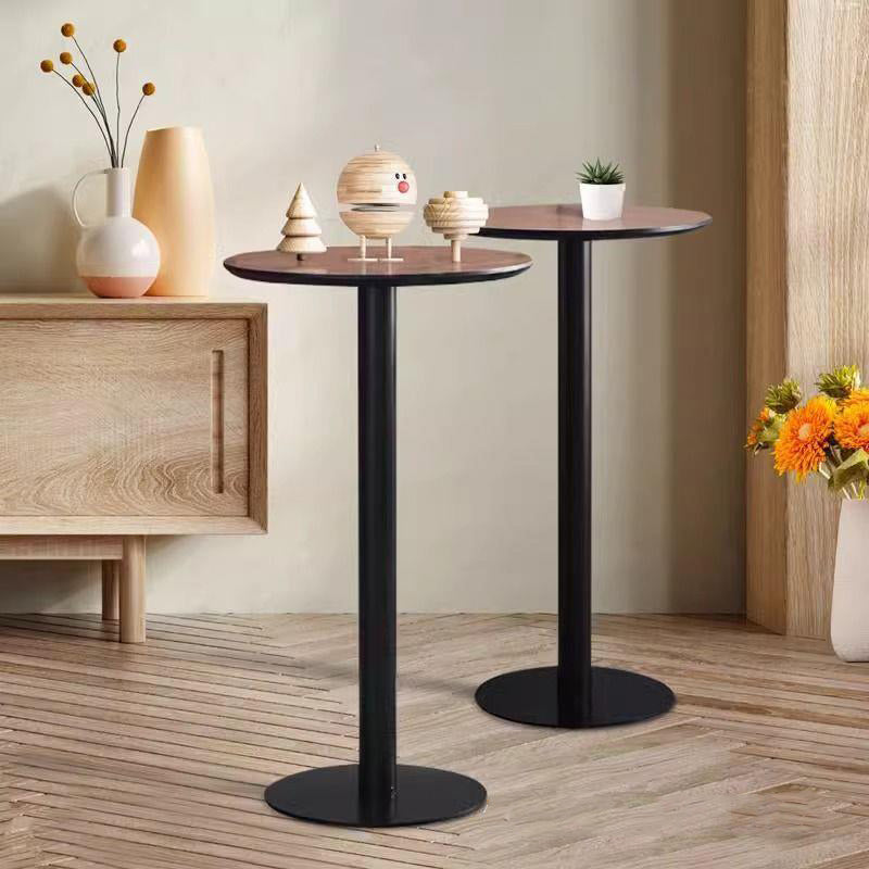 Modern Minimalist Round Cylinder Wood Metal End Table 1-Tier For Living Room