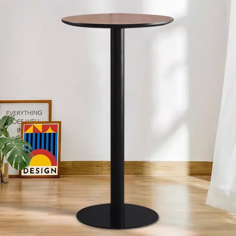 Modern Minimalist Round Cylinder Wood Metal End Table 1-Tier For Living Room