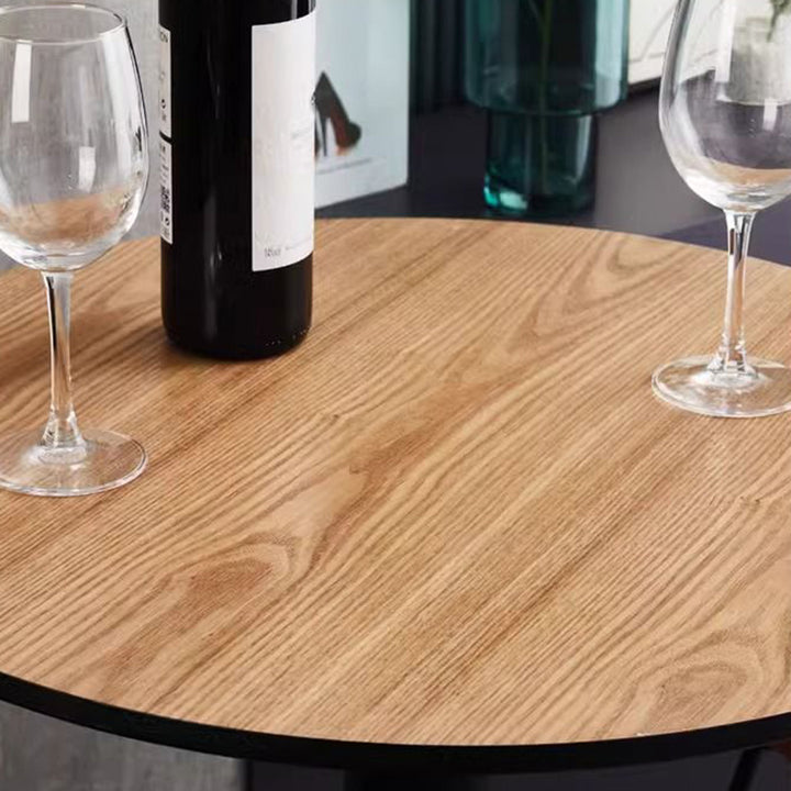 Modern Minimalist Round Cylinder Wood Metal End Table 1-Tier For Living Room