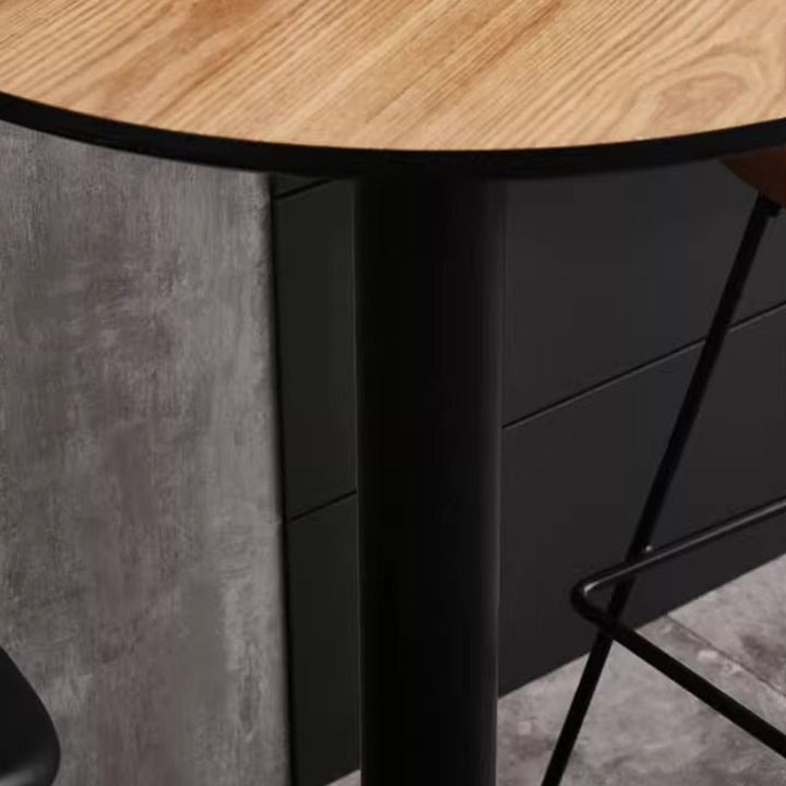 Modern Minimalist Round Cylinder Wood Metal End Table 1-Tier For Living Room