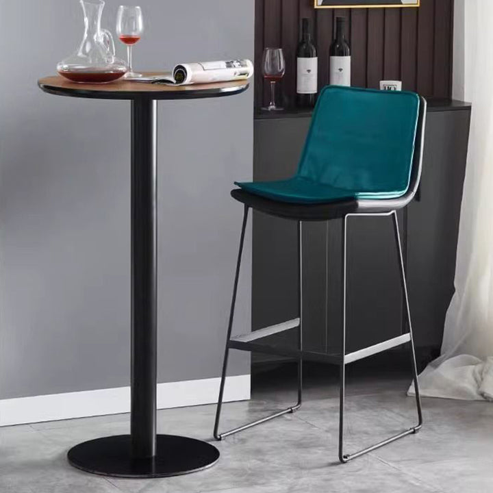 Modern Minimalist Round Cylinder Wood Metal End Table 1-Tier For Living Room