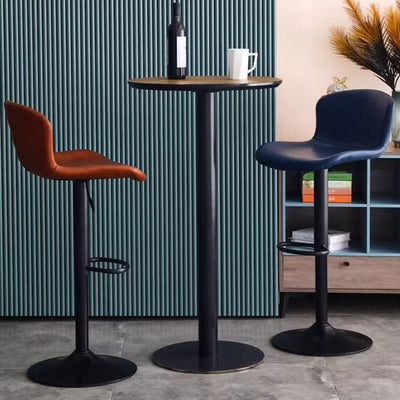 Table d'appoint moderne minimaliste ronde en bois et métal à 1 niveau pour salon 