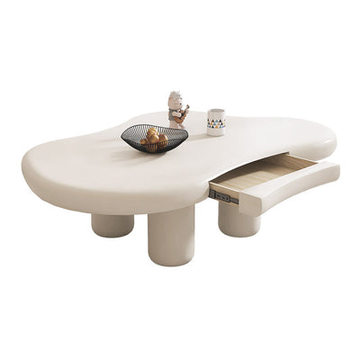 Table d'extrémité en acier inoxydable à un niveau pour salon avec nuages minimalistes modernes, fluide irrégulier, panneau manufacturé 