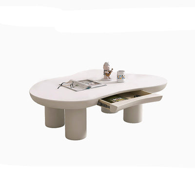Table d'extrémité en acier inoxydable à un niveau pour salon avec nuages minimalistes modernes, fluide irrégulier, panneau manufacturé 