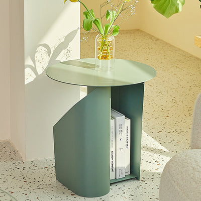 Table d'appoint ronde contemporaine scandinave en fer à une étagère pour salon 