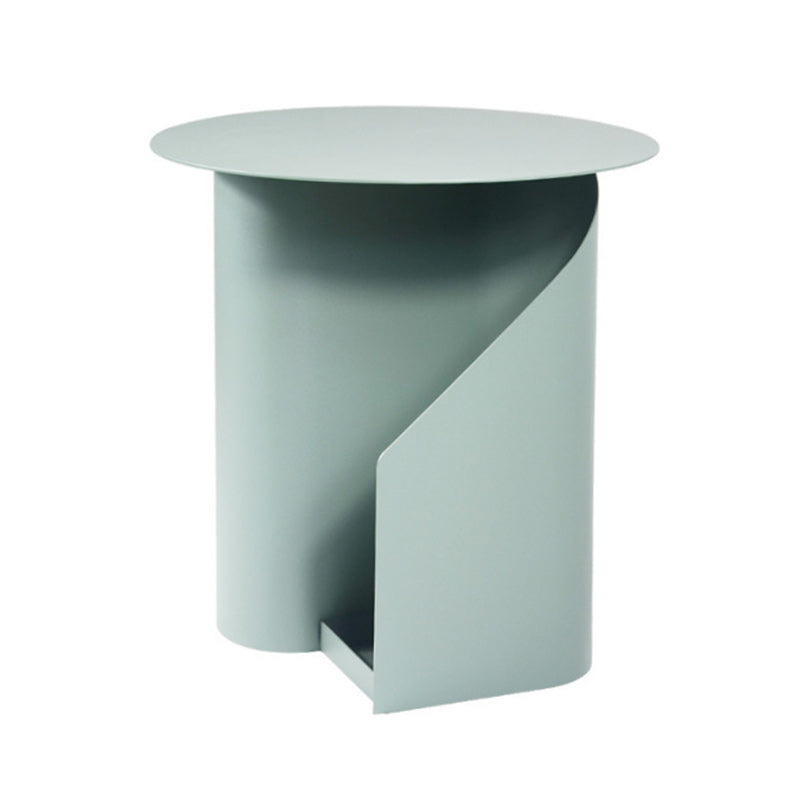 Contemporary Scandinavian Round Open Curve Iron End Table 1-Tier For Living Room